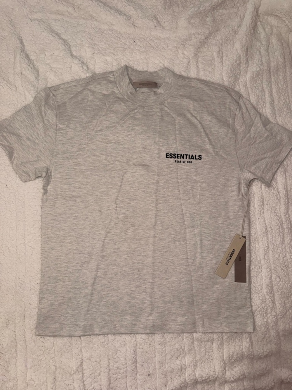 Essentials Men's Small Heather Light Gray Short Sleeve Logo Tee